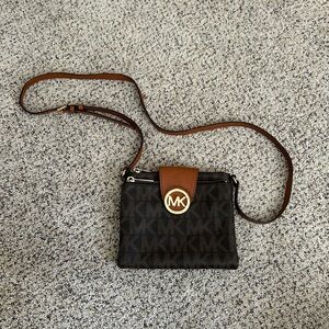 Michael Kors Black and Brown Logo Crossbody